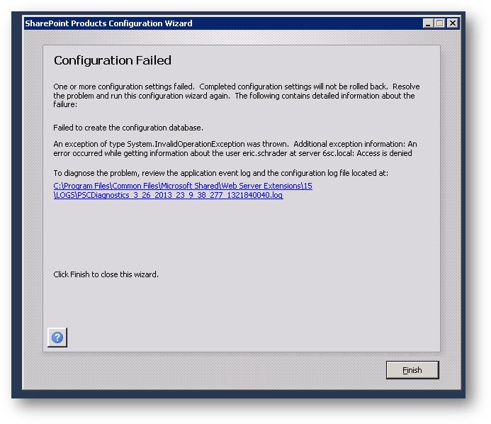 Configuration Failed