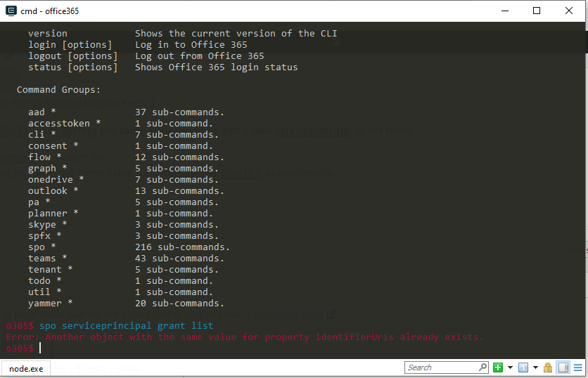 Error: Another object with the same value for property identifierUris already exists.