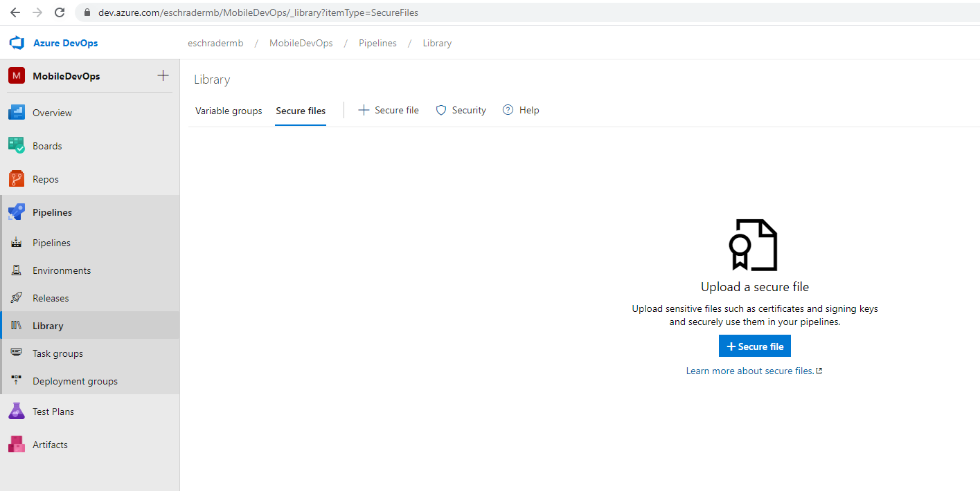 azure devops secure file tab