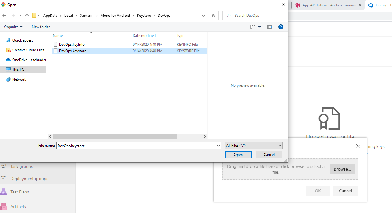 pick keystore file